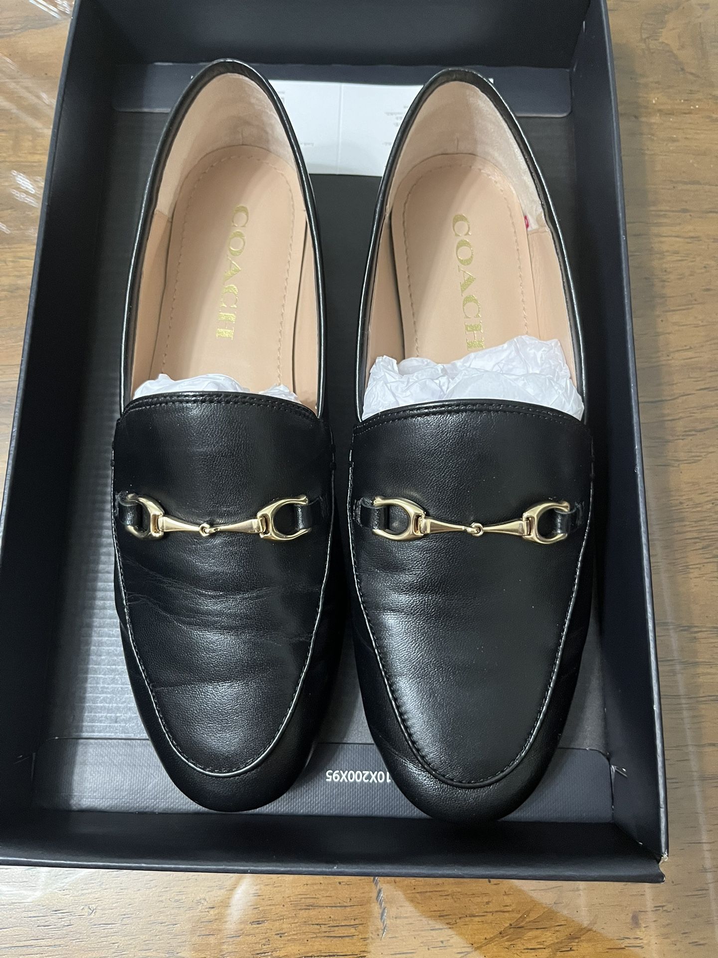 COACH◇HALEY LEATHER LOAFER/ローファー/23cm/BLK/FG3110※ソール減り 