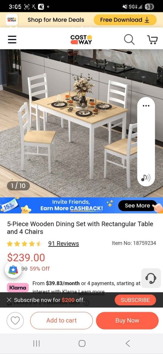 Dining Table W/ 4 Chairs