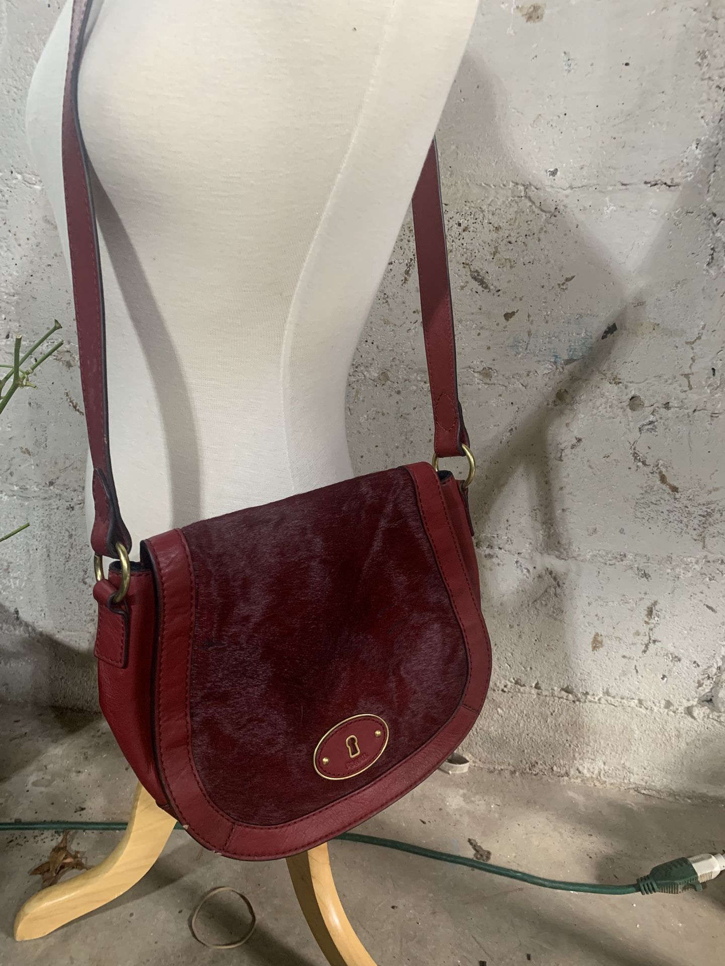Fossil Red Cow Hide Leather Shoulder Bag