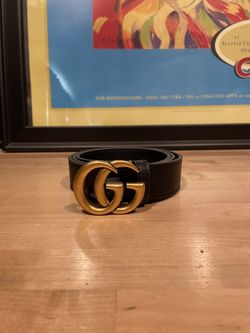 Authentic Women’s GUCCI Double G Belt - Black + Gold