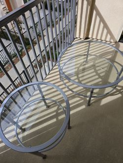 Set of 2 Round Glass Top Tables – Coffee Table & Side Table