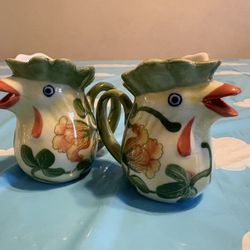Hand Painted Set Of Creamer Pitchers 