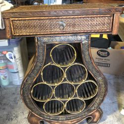 Rattan Wine Rack W/Drawer