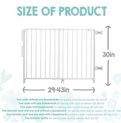 Regalo Top of Stairs Baby Gate , Extra Wide 29-43” , Walk-Through Safety Gate 