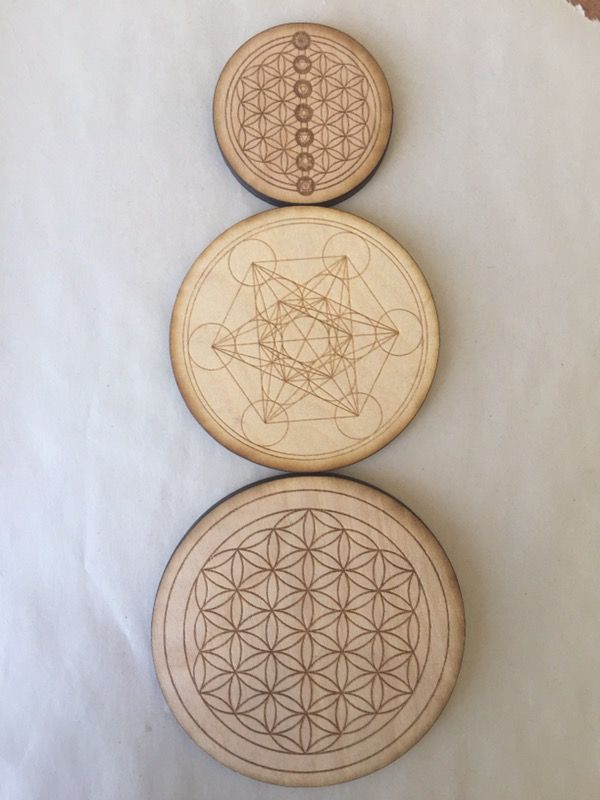 Laser Engraved Chakras Flowers of Life