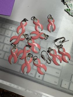 12pc Pink Cancer Ribbon Charms