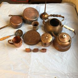 Lot Of Copper Pots Pans Mule Mug 13 Items