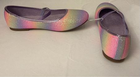 Brand new Girls Sonoma rainbow glitter dressy shoes size 4
