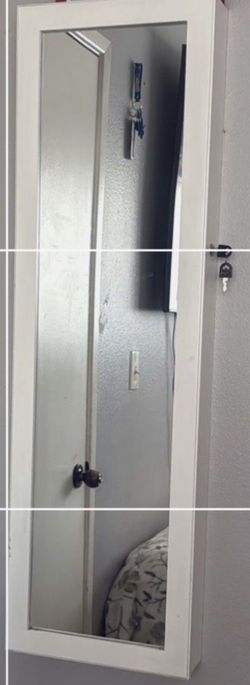 White Jewelry Cabinet Mirror