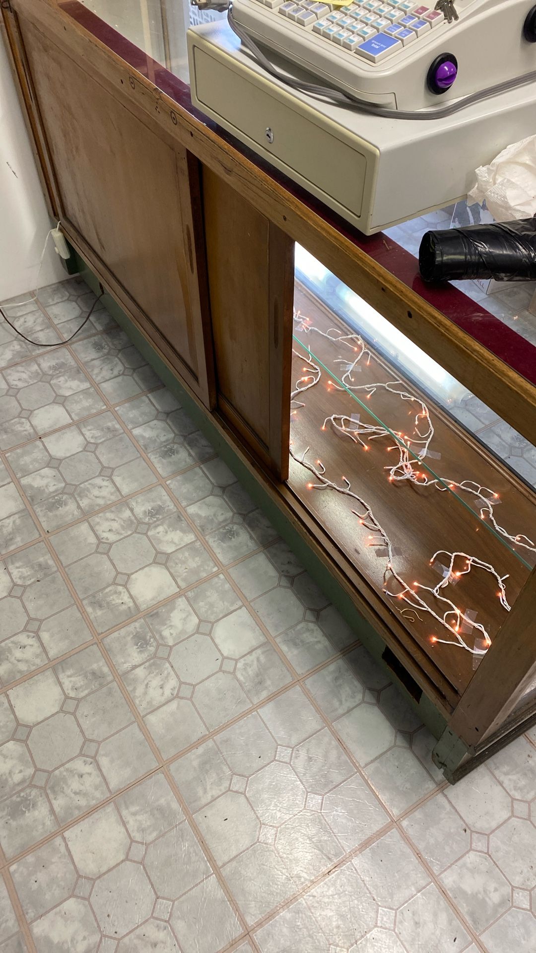 Antique Display Case With Lights The Back Slides Open