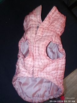 Pink puffer jacket for dog. Size small