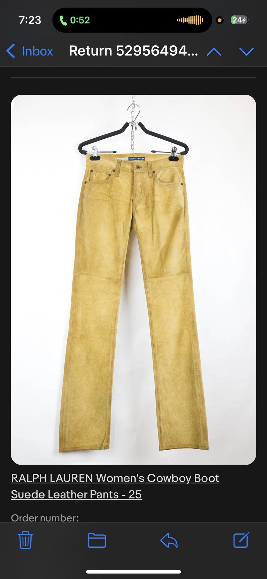 NWT Ralph Lauren Vintage 90s Suede Pants Size 25