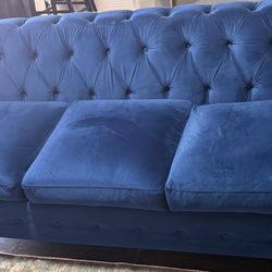 Bule Sofa Velvet Nice And Clean 