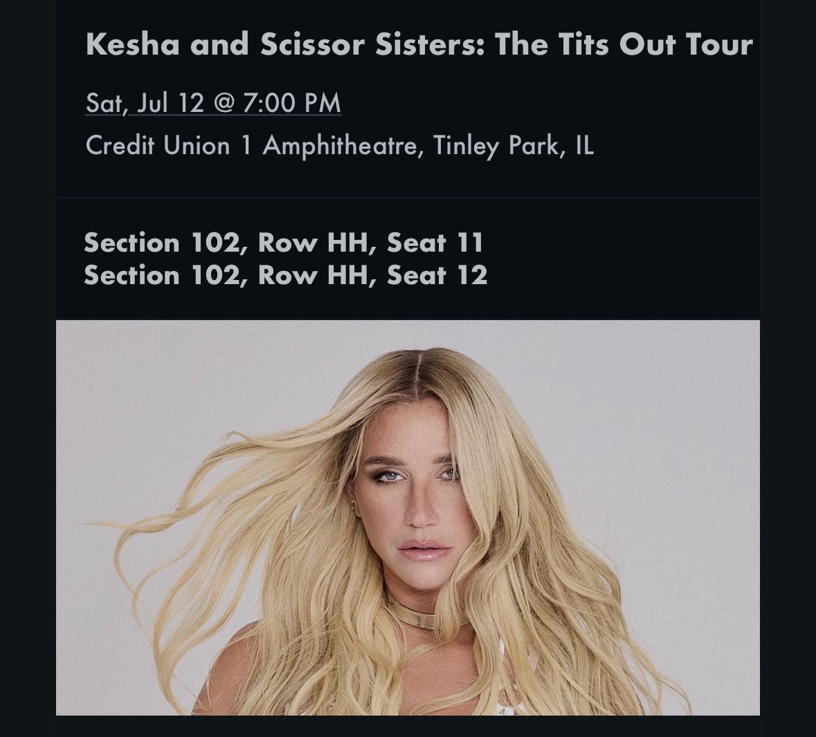 Kesha/scissor Sisters Concert Tickets