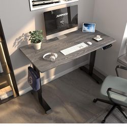 48x24in Adjustable Desk Grey Wood Style Finish