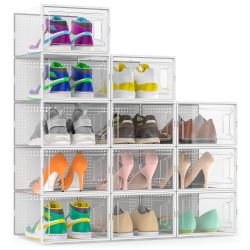 12 Pack Stackable Shoe Storage Box Organizer with Lid for Home Closet Size XXL New condition in box 