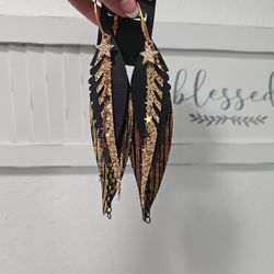 New Leather Handmade Earrings Golden Shooting Star 🌠 