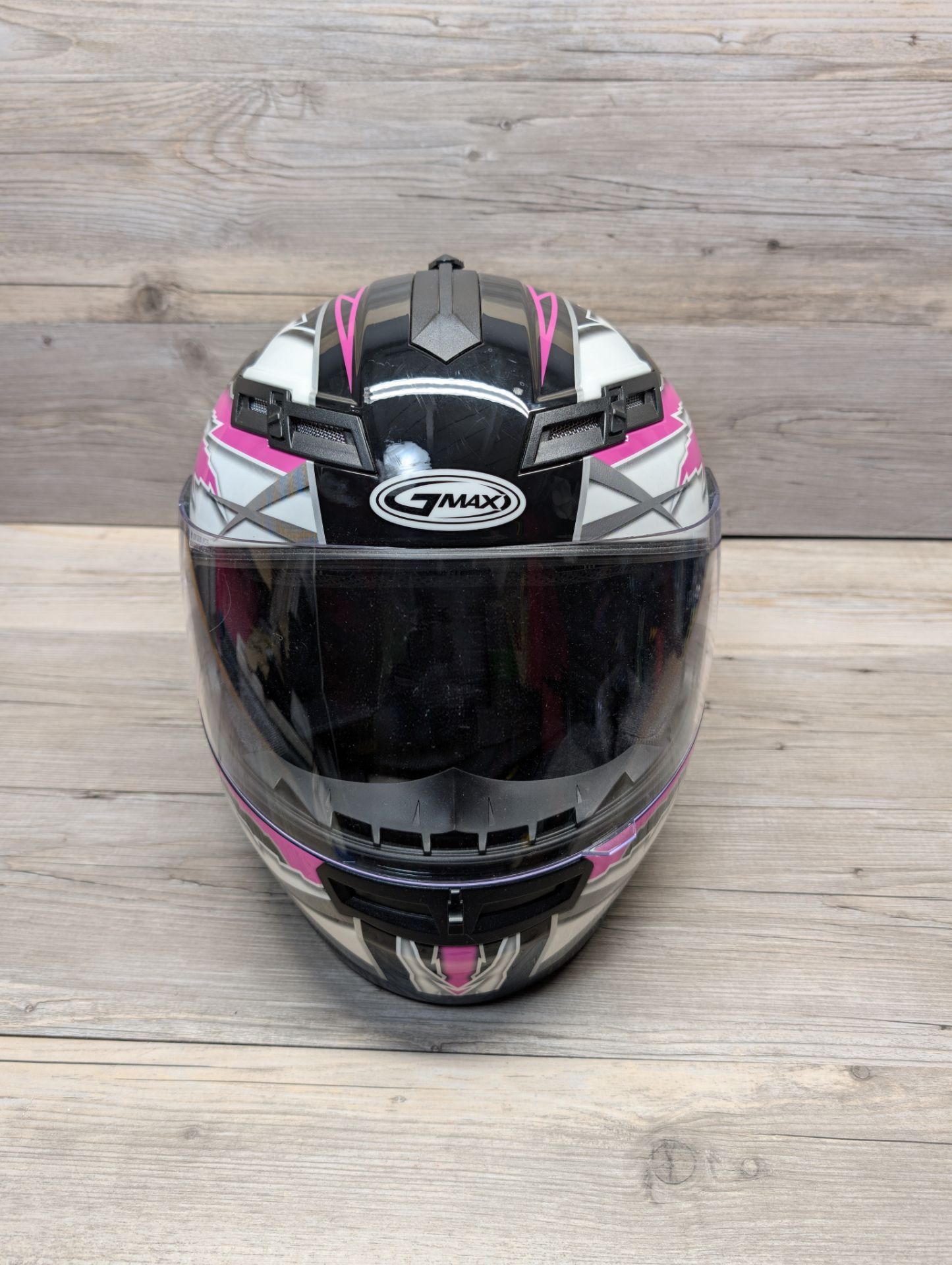 GMAX 78S Firestarter Full Face Motorcycle Helmet Large L Pink Black DOT LED