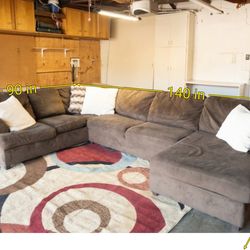 Free Delivery! Brown Sectional Couch Sofa Chaise Foot Rest Ottoman Ashley Furniture