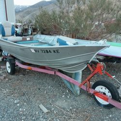 Valco 12’ Aluminum Fishing Boat W/ Trailer, Motor 2 Seats