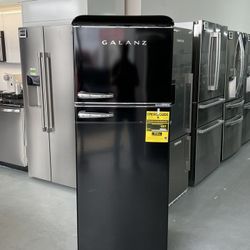 galanz retro ft top-freezer refrigerator (vinyl black) energy star