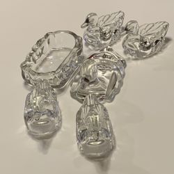 RARE COMPLETE SET OF DUCK ASHTRAYS/CANDY DISHES..Clear Glass From 1950’s