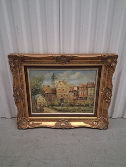 ORNATELY  FRAMED  OIL  PAINTING  (BY  IMPRESSIONIST  ARTIST  XAVIER  RABOUS)