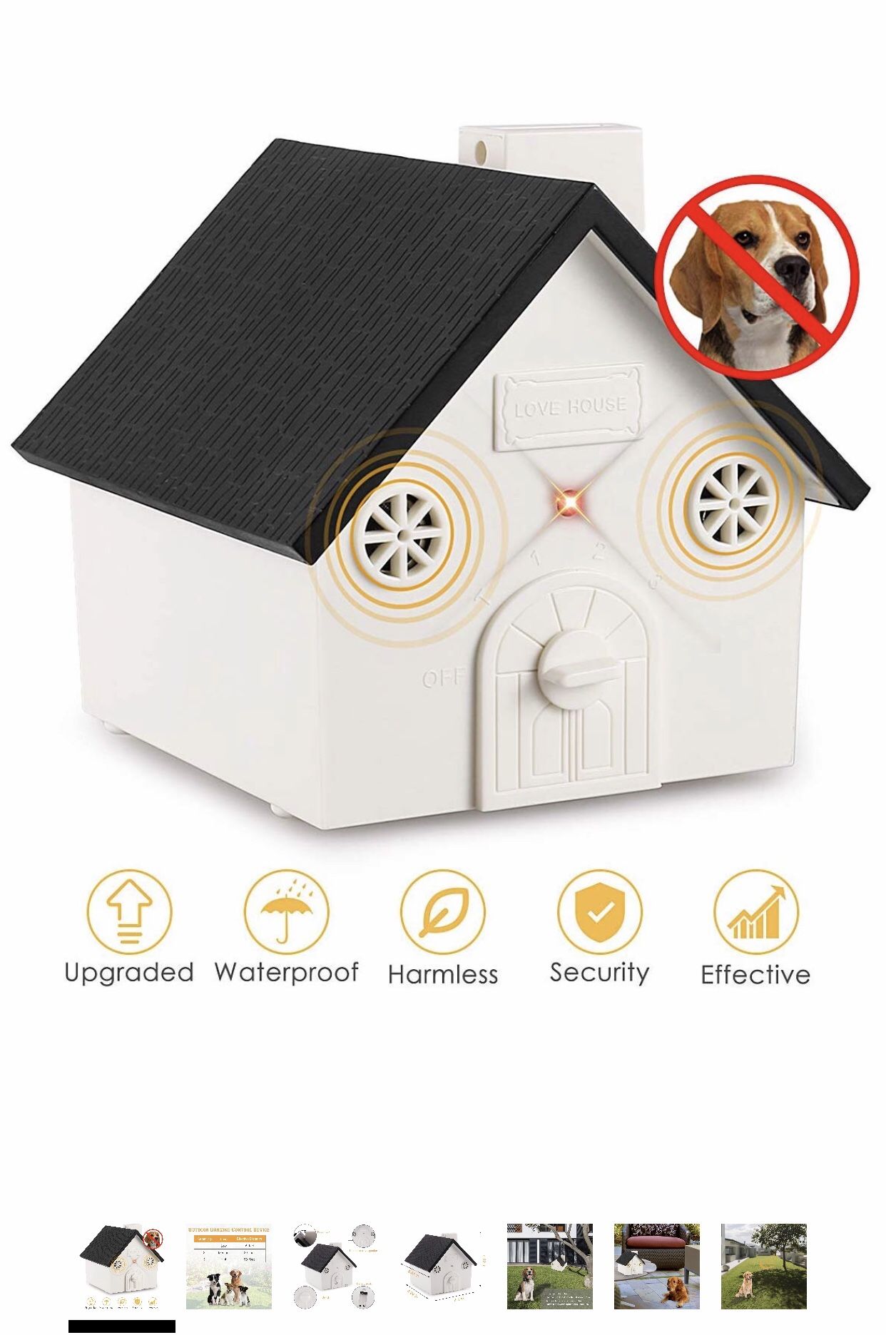 Zomma Anti Barking Device, 2019 New Bark Box Outdoor Dog Repellent Device with Adjustable Ultrasonic Level Control Safe for Small Medium Large Dogs,
