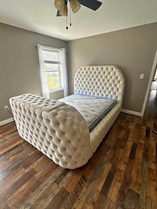 Natalia Bed Frame With TV Stand And Electric Fireplace ❤️ Color Options Only $39 Down Payment