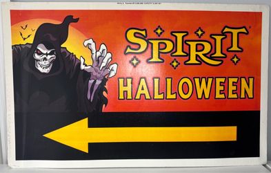 Spirit Halloween Grim Reaper Directional Sign-Double-Sided-26” × 16”🎃See Entire Description Below🎃