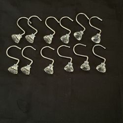 Shower Curtain Hooks Clear Door Knob Acrylic Sturdy Silver Tone