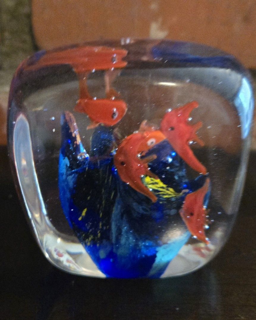 Vintage Art Glass Fish Paperweight
