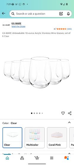 18 Ounce Acrylic Stemless Wine Glasses