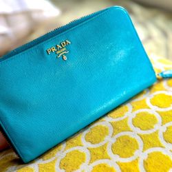 Blue/AQUA Prada Envelope Wallet. Real And Authenticated!  