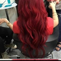 Red Full Head Clip In Extension