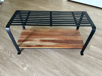 Iron wood shoe rack