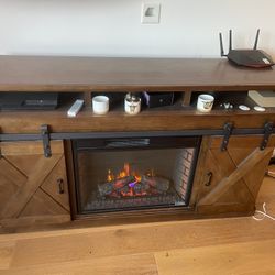 Solid Wood Entertainment Center & Electric Fireplace