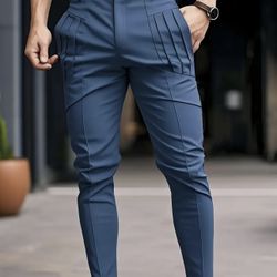 New Dress Casual Pants-Light blue/teal