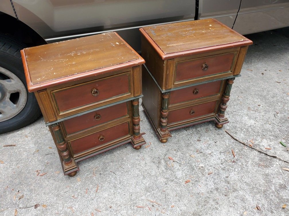Set of 2 Solid Wood Vintage DIY Side Tables