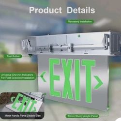 Qlite Recessed Mount Edge-Lit LED Exit Sign.contractor Grade Pack Of 2