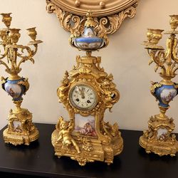 Antique French Clock Set with Candelabra Pair (c. 1889)