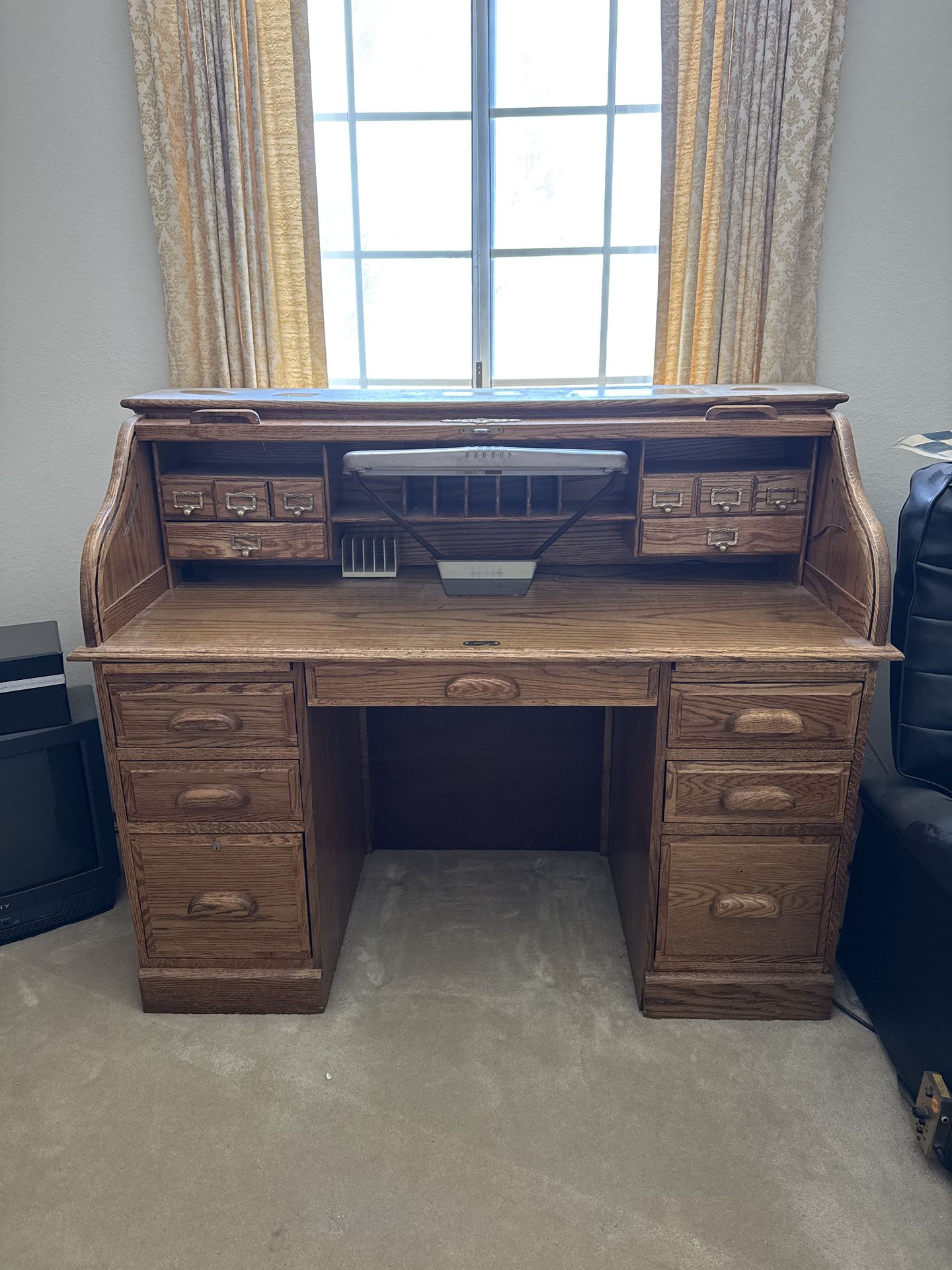Oak Roll Top Executive Desk