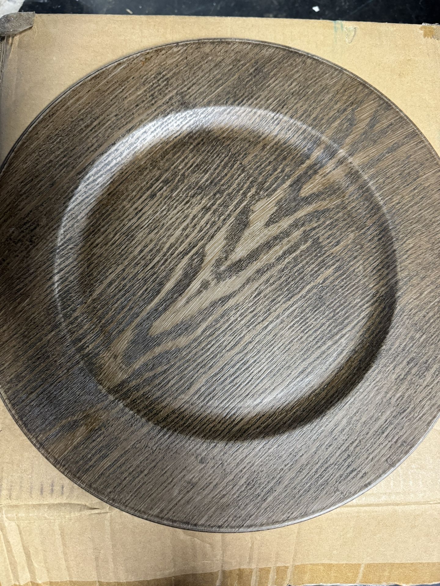 Plastic Textured Wood Chargers