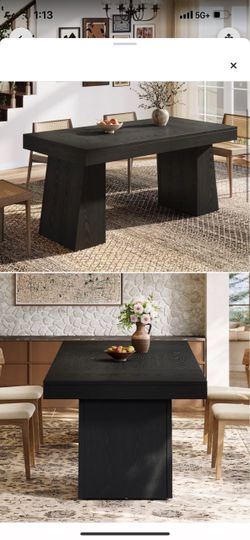 Black Wood Rectangular Dining Table