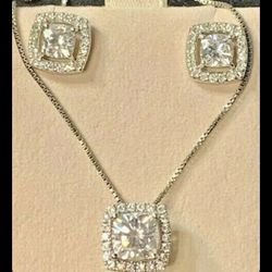 Charles & Colvard Moissenite Necklace & Earrings 