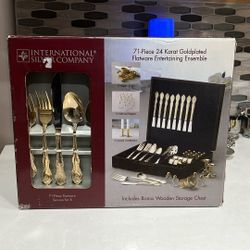 71-piece 24 Karat Gold plated Flatware Entertaining Ensemble 