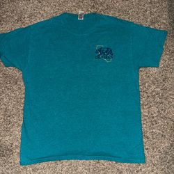 Blue and green California bear tee