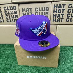 RARE Exclusive SOLD OUT LA Los Angeles Angels 59fifty New Era Fitted Purple Shimmer Hat with Yellow UV Not Hat Club side patch