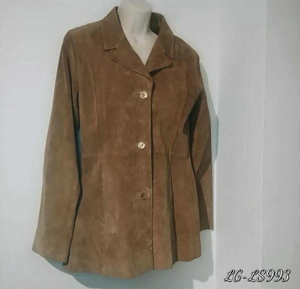 Wet Seal Women Tan Suede Leather Cowgirl Western Jacket Button Front Size L.(I)