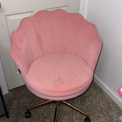 Cute Office Chair With Wheels, Velvet Desk Chair Stool Pink, Vanity Chair